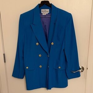 Blue Double-Breasted Women's Blazer and Matching Skirt